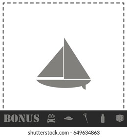 Sailing boat icon flat. Simple vector symbol and bonus icon