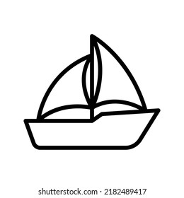 Sailing Boat Icon. Line Art Style Design Isolated On White Background
