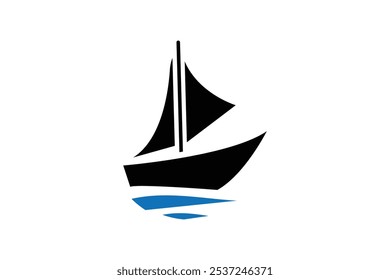 Plantilla de diseño de logotipo de icono de barco de vela ilustración aislada