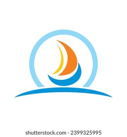 icono del barco de vela y vector de logotipo.
