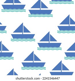 Sailing Boat Icon Seamless Background Pattern