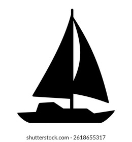 Sailing boat icon silhouette. Vector image