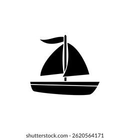 sailing boat icon, simple flat style, illustration, logo sign symbol pictogram template, for ui or ux isolated on white for mobile app, editable