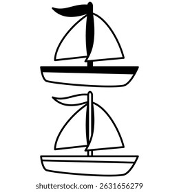 sailing boat icon, simple flat style, illustration, logo sign symbol pictogram template, for ui or ux isolated on white for mobile app, editable