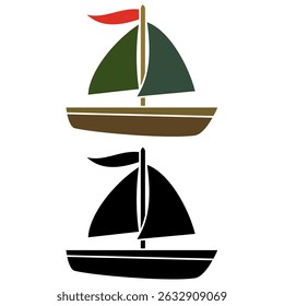 sailing boat icon, simple flat style, illustration, logo sign symbol pictogram template, for ui or ux isolated on white for mobile app, editable