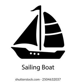 Sailing boat icon in solid style 