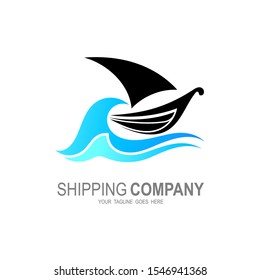 Sailing boat icon symbol ,vector illustration, wave logo 