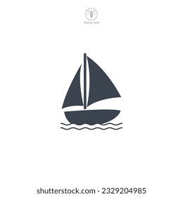Icono del barco de vela Icono de ilustración vector aislado en fondo blanco