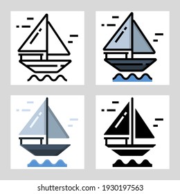 Sailing boat icon vector design in filled, thin line, outline and flat style.