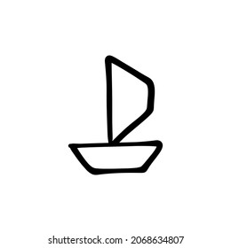 sailing boat icon in vector. Logotype - Doodle