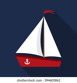Sailing boat icon. Sailing yacht icon. Flat style vector illustration