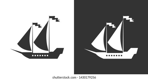 Sailing Boat Illustration Icon Vector