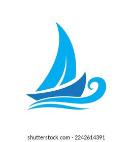 Sailing boat illustration logo vector flat design template 