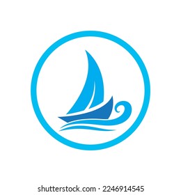 Sailing boat illustration logo vector flat design template 