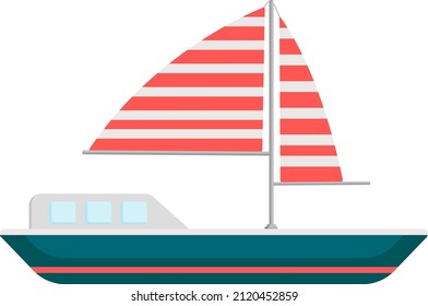 Sailing boat, illustration, vector on a white background.