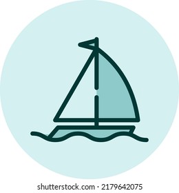 Sailing boat, illustration, vector on a white background.