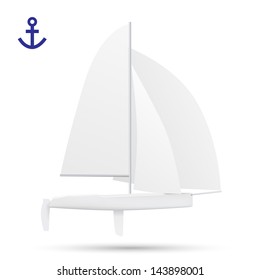 Sailing boat isolated on white background. Vector illustration.