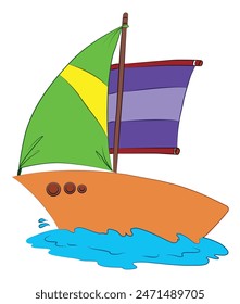 A sailing boat isolated on white background