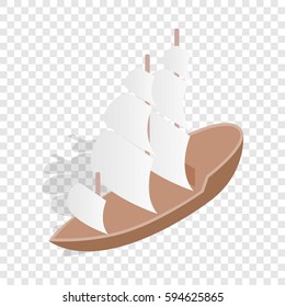 Sailing boat isometric icon 3d on a transparent background vector illustration