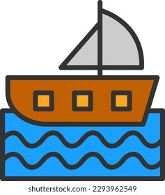 Sailing Boat Line Filled Vector Icon Design