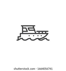 Sailing boat line icon. linear style sign for mobile concept and web design. Ship, boat outline vector icon. Symbol, logo illustration. Vector graphics