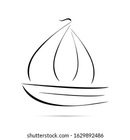 sailing boat - line icon on white background