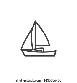 Sailing boat line icon. Ship linear style sign for mobile concept and web design. Sail Boat outline vector icon. Symbol, logo illustration. Vector graphics