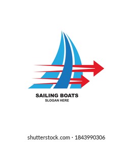 Logotipo del barco de vela. Diseño creativo de una plantilla de logotipo de velero ilustración vectorial
