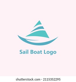 Sailing Boat Logo Design Concept For Boating, Sailboat, Fishing And Water Sports Business. Minimal Design Logo Concept.