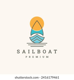 Sailing boat logo design. sailing ship logo design.