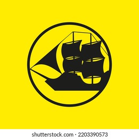 Sailing Boat Logo Design, with Yellow Background. Very Unique and Different. Suitable for Companies and Businesses in Any Sector. Vector EPS 10