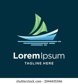 logotipo de barco de vela con concepto de color degradado