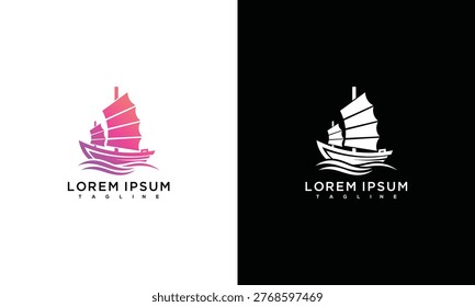 Sailing Boat Logo with Gradient and Outline Variations