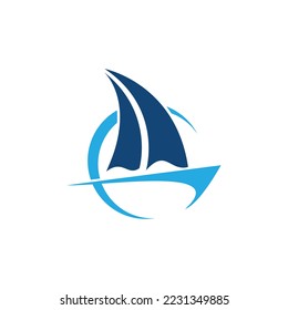 sailing boat logo icon template design