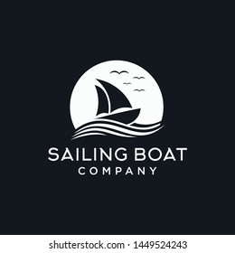 sailing boat logo illustration. vector icon premium quality