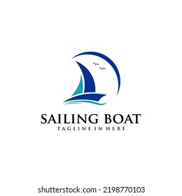 sailing boat logo, marine ocean shipping logo vector
