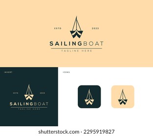 Sailing Boat Logo. Minimal Logo Design for Sailboats, Yachts, and Nautical Services. Vector Illustration
