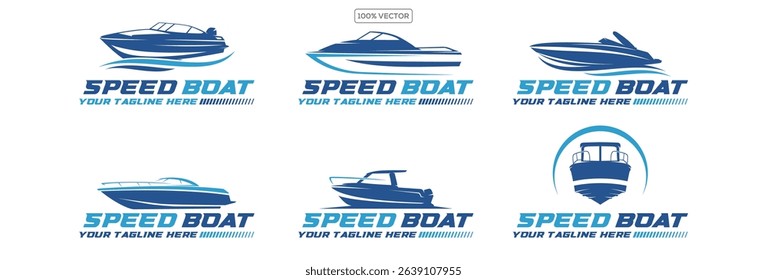 Sailing boat logo set. icon abstract vector template. Sailboat on the waves. Vector illustration