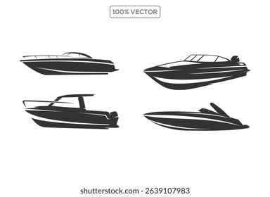 Sailing boat logo set. icon abstract vector template. Sailboat on the waves. Vector illustration stock