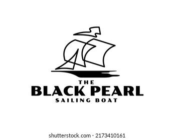 sailing boat logo. Simple and clean outline sailing boat logo premium vector