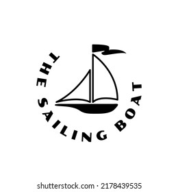 sailing boat logo. Simple and clean outline sailing boat logo premium vector