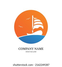 sailing boat logo and symbol vector icon image