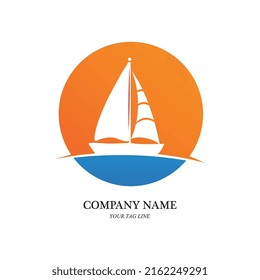 sailing boat logo and symbol vector icon image