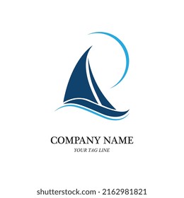 sailing boat logo and symbol vector icon image