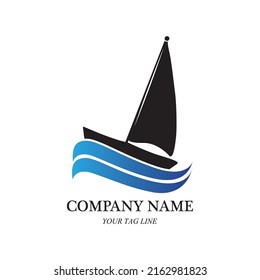 sailing boat logo and symbol vector icon image