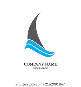 logotipo del barco de vela y imagen del icono del vector del símbolo
