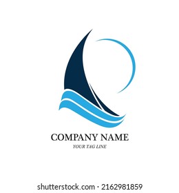 sailing boat logo and symbol vector icon image