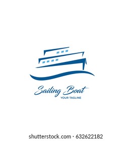 Sailing Boat for Logo Template Design. Cruise Ship Icon Design.