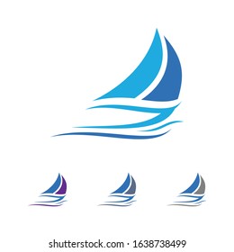 Sailing boat logo vector icon illustration