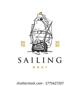 sailing boat logo vector icon illustration
